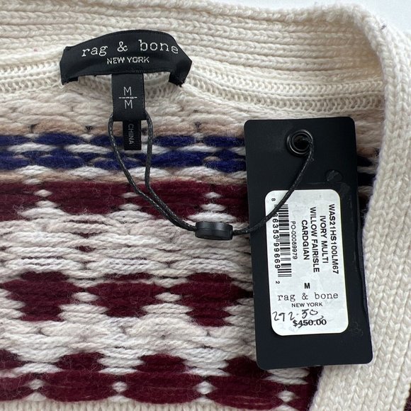 rag & bone Cream and Brown Patterned Cardigan - Picture 5 of 7